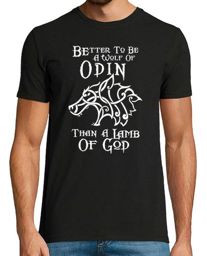 Camiseta Hombre Manga Corta Es mejor ser un lobo de Odín que un cordero de Dios (Vikings) laTostadora - latostadora.com - Modalova