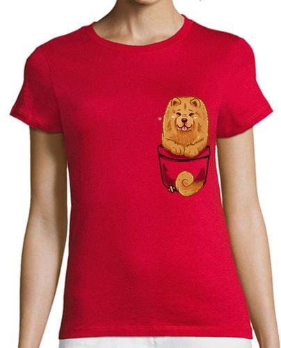 Camiseta Mujer Manga Corta bolsillo lindo chow chow - camisa de mujer laTostadora - latostadora.com - Modalova