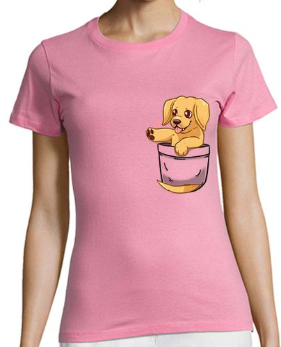 Camiseta mujer bolsillo lindo dorado labrador - camisa de mujer - latostadora.com - Modalova