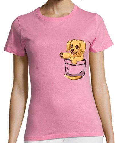 Camiseta Mujer Manga Corta bolsillo lindo dorado labrador - camisa de mujer laTostadora - latostadora.com - Modalova