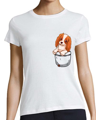 Camiseta Mujer Manga Corta bolsillo lindo cavalier charles spaniel - camisa de mujer laTostadora - latostadora.com - Modalova