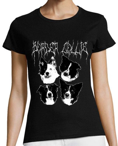 Camiseta Mujer Manga Corta BORDER COLLIE BLACK METAL laTostadora - latostadora.com - Modalova