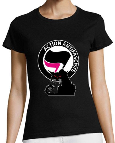 Camiseta mujer camiseta de mujer - gato antifa rosa - latostadora.com - Modalova