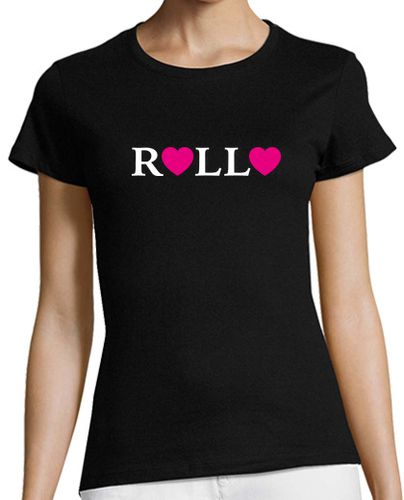 Camiseta Mujer Manga Corta Rollo Love (texto blanco) laTostadora - latostadora.com - Modalova