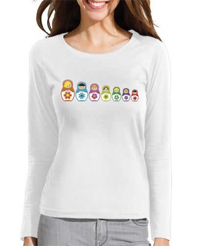 Camiseta mujer Matryoshkas - Manga Larga Mujer laTostadora - latostadora.com - Modalova