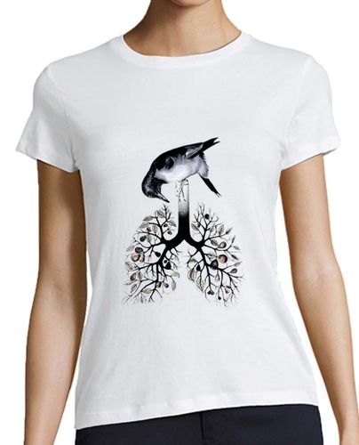 Camiseta Mujer Manga Corta pájaro en árbol laTostadora - latostadora.com - Modalova