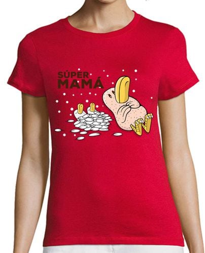 Camiseta Mujer Manga Corta Pollo y Pollitos Súper Mamá - Día de La Madre laTostadora - latostadora.com - Modalova