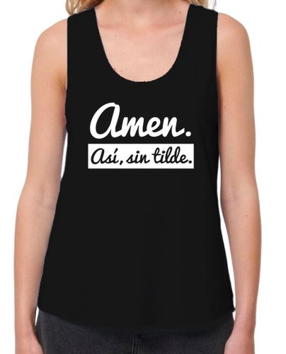 Camiseta Mujer Tirantes Loose Fit Amen. Así, sin tilde (Fondo Oscuro) laTostadora - latostadora.com - Modalova