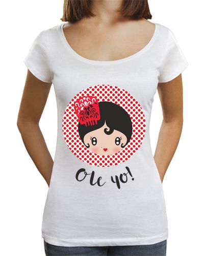 Camiseta mujer Ole yo! - Mujer, cuello ancho & Loose Fit, blanca - latostadora.com - Modalova