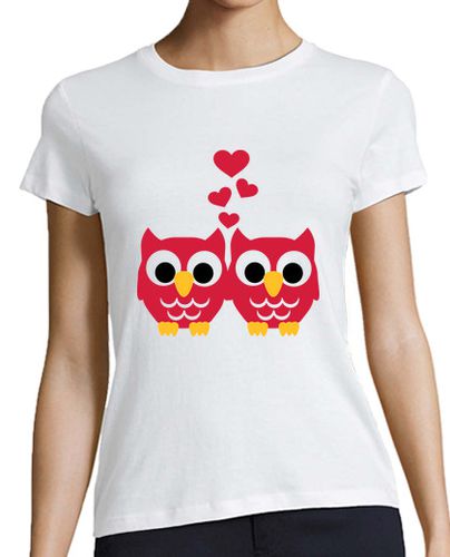 Camiseta mujer búhos rojos corazones - latostadora.com - Modalova