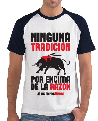 Camiseta Hombre Estilo Béisbol Antitaurino - Los Toros Vivos, Hombre (Fondo Claro) laTostadora - latostadora.com - Modalova