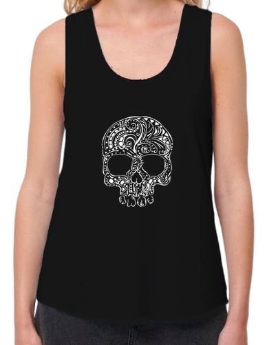 Estilo del tatuaje tribal del tanque para mujer del cráneo gótico - latostadora.com - Modalova