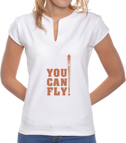 Camiseta mujer YOU CAN FLY frontal Mujer, cuello mao, blanca - latostadora.com - Modalova