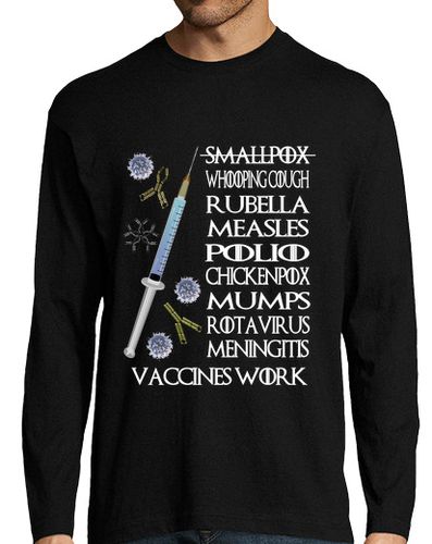 Camiseta Hombre Manga Larga Vaccines Work Oscura HML laTostadora - latostadora.com - Modalova