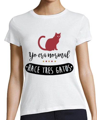 Camiseta Mujer Manga Corta Yo era normal hace tres gatos laTostadora - latostadora.com - Modalova