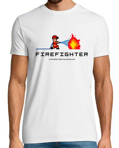 Camiseta Hombre Manga Corta Firefighter (Bombero) Pixelado laTostadora - latostadora.com - Modalova