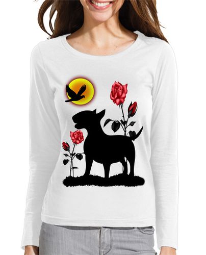 Camiseta mujer Bull terrier rosas - latostadora.com - Modalova