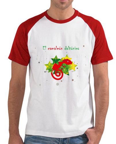 Camiseta camaleon daltonico, Hombre, estilo béisbol, blanca y roja - latostadora.com - Modalova