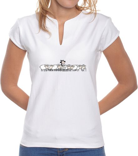 Camiseta mujer Diseño Piel de Cordero. Mujer, cuello mao, blanca - latostadora.com - Modalova