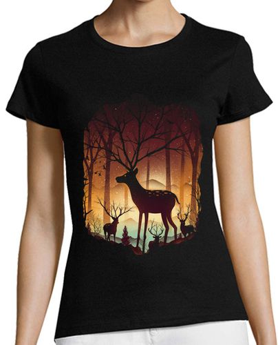 Camiseta Mujer Manga Corta en el bosque de los ciervos laTostadora - latostadora.com - Modalova