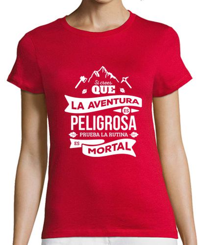 Camiseta mujer ¿Aventura peligrosa? - Texto blanco laTostadora - latostadora.com - Modalova