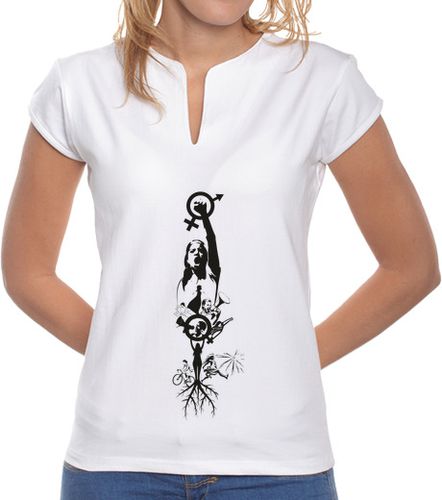Camiseta mujer Feminism - Camisola Muller corte chino - latostadora.com - Modalova