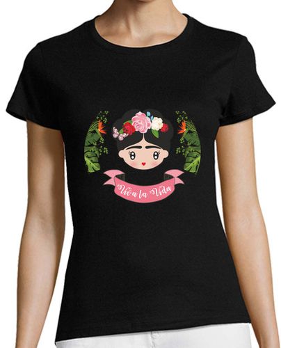 Camiseta mujer Frida - viva la vida. Mujer, manga corta, negra, calidad premium - latostadora.com - Modalova