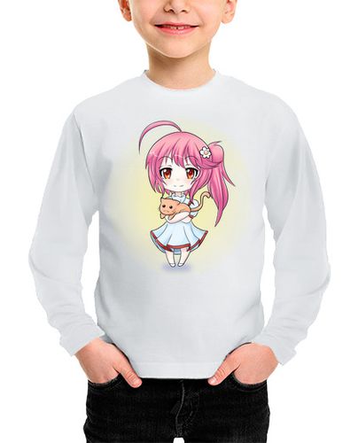 Camiseta Niño Manga Larga Cute Girl With Cat laTostadora - latostadora.com - Modalova