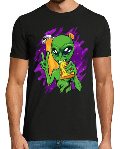 Camiseta Alien Come Pizza Comida Bebida Ovni Humor Friki - latostadora.com - Modalova