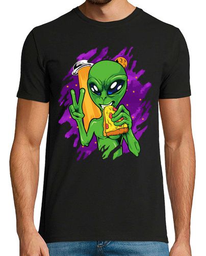 Camiseta Hombre Manga Corta Alien Come Pizza Comida Bebida Ovni Humor Friki laTostadora - latostadora.com - Modalova