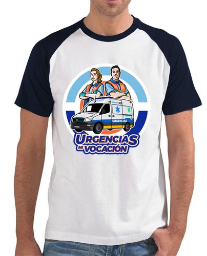 Camiseta Hombre, estilo béisbol, blanca y azul royal - latostadora.com - Modalova