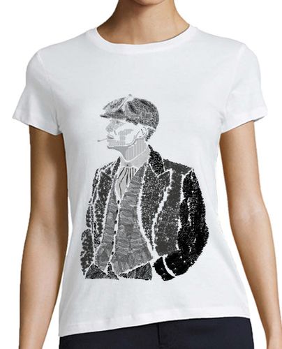 Camiseta mujer Thomas Shelby Mujer, estilo béisbol, blanca y azul marino laTostadora - latostadora.com - Modalova