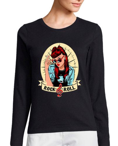 Camiseta Mujer Manga Larga Camiseta Rock Rock and Roll Retro Pin Up Girl Rockabilly Rockers laTostadora - latostadora.com - Modalova