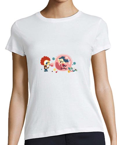 Camiseta Mujer Manga Corta Niño y niña en burbuja patinando laTostadora - latostadora.com - Modalova