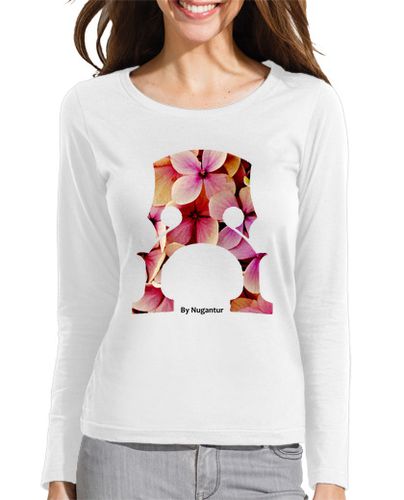 Camiseta mujer Puente Violonchelo Flores Rosadas by Nu - latostadora.com - Modalova