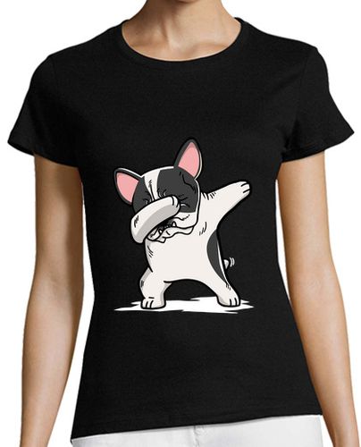 Camiseta Mujer Manga Corta Perro Bulldog Francés Blanco DAB! laTostadora - latostadora.com - Modalova