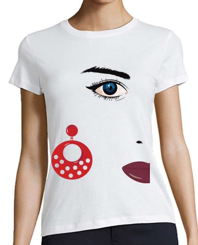 Camiseta mujer Rostro 2 Flamenca Pendientes Lunares laTostadora - latostadora.com - Modalova