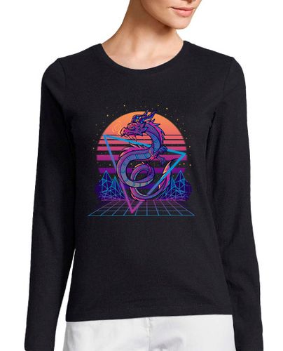 Camiseta mujer retrowave dragon aesthetic - manga larga de mujer laTostadora - latostadora.com - Modalova