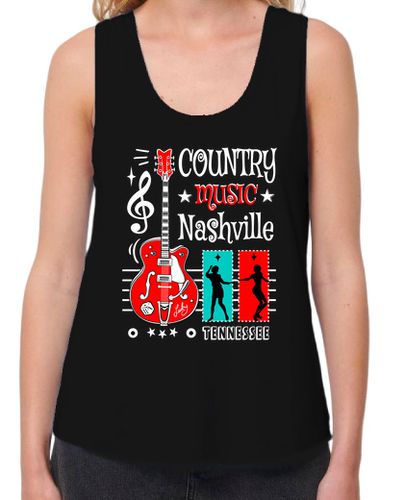 Camiseta mujer Camiseta Country Music Nashville Tennessee Guitarra USA Rockabilly Rock N Roll - latostadora.com - Modalova