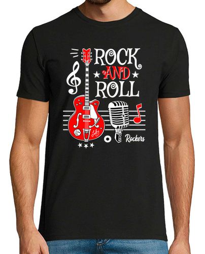 Camiseta Camiseta Rock Guitarra Rock and Roll Micrófono Vintage Rockabilly Music Rocker - latostadora.com - Modalova