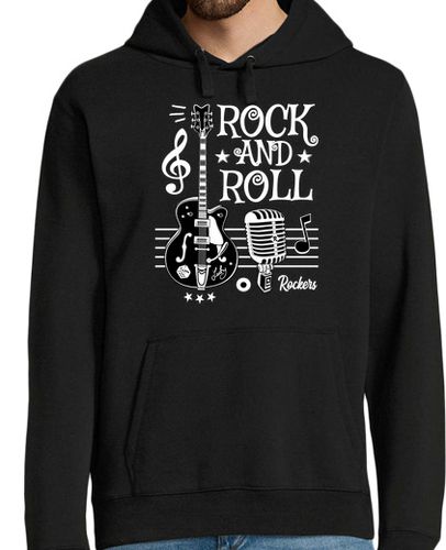 Sudadera Con Capucha Para Hombre Jersey Rock Guitarra Rockabilly Music Micrófono Rocker Rock and Roll 1950s 60s 70s laTostadora - latostadora.com - Modalova