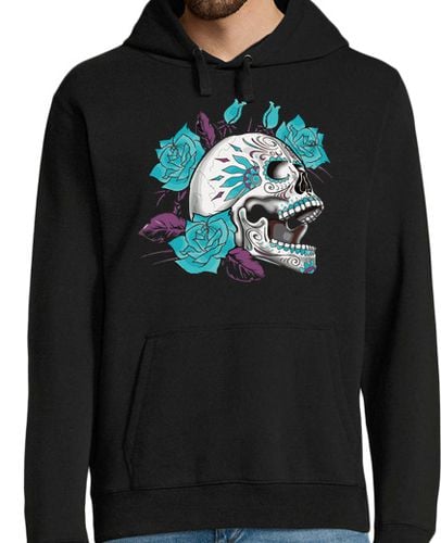 Sudadera Con Capucha Para Hombre Calavera Catrina Rosas Azules 1 laTostadora - latostadora.com - Modalova