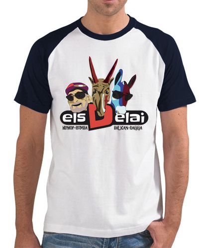 Camiseta ELS DELAI Hombre, estilo béisbol, blanca y azul marino - latostadora.com - Modalova