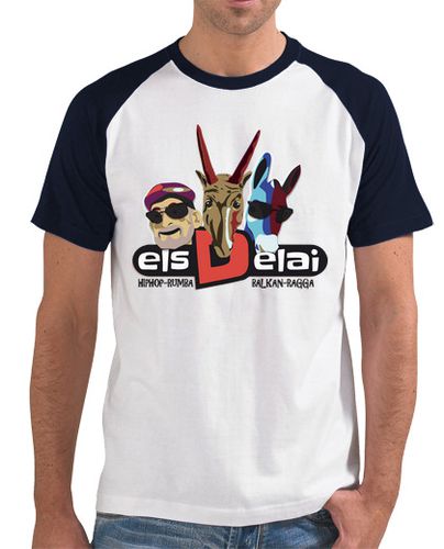 Camiseta Hombre Estilo Béisbol ELS DELAI Hombre, estilo béisbol, blanca y azul marino laTostadora - latostadora.com - Modalova