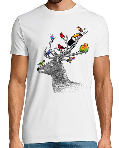 Camiseta Hombre Manga Corta Ciervo con pájaros tropicales laTostadora - latostadora.com - Modalova