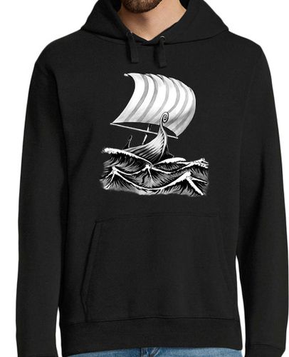 Sudadera Con Capucha Para Hombre Barco Vikingo Negro laTostadora - latostadora.com - Modalova