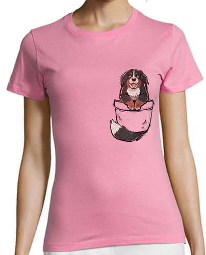 Camiseta Mujer Manga Corta bolsillo lindo perro de montaña de bernese - camisa de mujer laTostadora - latostadora.com - Modalova