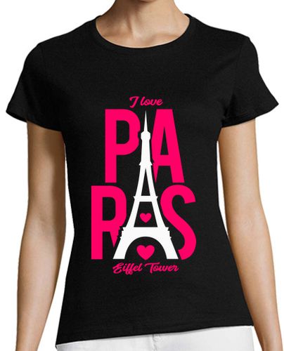 Camiseta mujer I Love Paris Torre Eiffel Con Corazones En Inglés Amor Por Paris - latostadora.com - Modalova