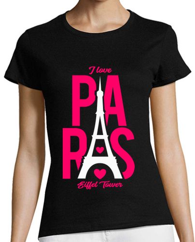 Camiseta mujer I Love Paris Torre Eiffel Con Corazones En Inglés Amor Por Paris laTostadora - latostadora.com - Modalova