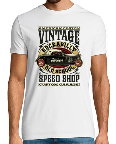 Camiseta Camiseta 1974 Rockabilly Retro Hot Rod Custom Garage Vintage Old School Rock and Roll - latostadora.com - Modalova